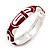 Red/White Geometric Enamel Hinged Bangle Bracelet In Rhodium Plated Metal - 18cm Length - view 4