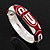 Red/White Geometric Enamel Hinged Bangle Bracelet In Rhodium Plated Metal - 18cm Length - view 5