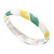 Lime/Yellow/White Enamel Twisted Hinged Bangle Bracelet In Rhodium Plated Metal - 19cm Length - view 9