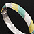 Lime/Yellow/White Enamel Twisted Hinged Bangle Bracelet In Rhodium Plated Metal - 19cm Length - view 4