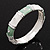 Light Green White Segmental Enamel Crystal Hinged Bangle In Rhodium Plated Metal - 19cm Length - view 3