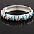 Aqua Blue/White Zebra Pattern Hinged Bangle Bracelet In Rhodium Plated Metal - 18cm Length - view 9