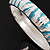 Aqua Blue/White Zebra Pattern Hinged Bangle Bracelet In Rhodium Plated Metal - 18cm Length - view 10