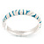 Aqua Blue/White Zebra Pattern Hinged Bangle Bracelet In Rhodium Plated Metal - 18cm Length - view 6