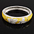 Yellow/White Enamel Hinged Butterfly Bangle In Rhodium Plated Metal - about 18cm Length - view 7