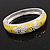 Yellow/White Enamel Hinged Butterfly Bangle In Rhodium Plated Metal - about 18cm Length - view 4