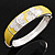 Yellow/White Enamel Hinged Butterfly Bangle In Rhodium Plated Metal - about 18cm Length - view 3