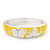 Yellow/White Enamel Hinged Butterfly Bangle In Rhodium Plated Metal - about 18cm Length - view 8