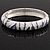 Lavender/White Zebra Pattern Hinged Bangle Bracelet In Rhodium Plated Metal - 18cm - view 2