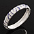 Lavender/White Zebra Pattern Hinged Bangle Bracelet In Rhodium Plated Metal - 18cm