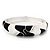 Black/White Enamel Diamante Hinged Bangle Bracelet In Rhodium Plated Metal - 18cm Length - view 5