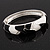 Black/White Enamel Diamante Hinged Bangle Bracelet In Rhodium Plated Metal - 18cm Length - view 8
