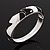 Black/White Enamel Diamante Hinged Bangle Bracelet In Rhodium Plated Metal - 18cm Length - view 3