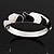 Black/White Enamel Diamante Hinged Bangle Bracelet In Rhodium Plated Metal - 18cm Length - view 2