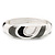 Black/White/Grey Enamel Diamante Hinged Bangle Bracelet In Rhodium Plated Metal - 18cm Length - view 7