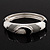 Black/White/Grey Enamel Diamante Hinged Bangle Bracelet In Rhodium Plated Metal - 18cm Length - view 2