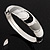 Black/White/Grey Enamel Diamante Hinged Bangle Bracelet In Rhodium Plated Metal - 18cm Length - view 6