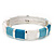 Light Blue/White Enamel Hinged Bangle Bracelet In Rhodium Plated Metal - 18cm Length - view 7