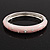 Light Pink Diamante Enamel Hinged Bangle Bracelet In Rhodium Plated Metal -17cm Length - view 4