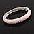 Light Pink Diamante Enamel Hinged Bangle Bracelet In Rhodium Plated Metal -17cm Length - view 7