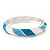 Light Blue/White Enamel Twisted Hinged Bangle Bracelet In Rhodium Plated Metal - 19cm Length - view 2