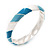 Light Blue/White Enamel Twisted Hinged Bangle Bracelet In Rhodium Plated Metal - 19cm Length - view 8
