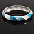 Light Blue/White Enamel Twisted Hinged Bangle Bracelet In Rhodium Plated Metal - 19cm Length - view 3