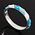 Light Blue/White Enamel Twisted Hinged Bangle Bracelet In Rhodium Plated Metal - 19cm Length - view 4