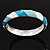 Light Blue/White Enamel Twisted Hinged Bangle Bracelet In Rhodium Plated Metal - 19cm Length - view 6