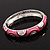 Pink Crystal Enamel Hinged Bangle Bracelet In Rhodium Plated Metal - 19cm Length - view 9