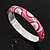 Pink Crystal Enamel Hinged Bangle Bracelet In Rhodium Plated Metal - 19cm Length - view 3