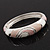 Pink/White/Beige Enamel Diamante Hinged Bangle Bracelet In Rhodium Plated Metal - 18cm Length - view 8