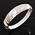 Pink/White/Beige Enamel Diamante Hinged Bangle Bracelet In Rhodium Plated Metal - 18cm Length - view 2