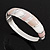 Pink/White/Beige Enamel Diamante Hinged Bangle Bracelet In Rhodium Plated Metal - 18cm Length - view 9