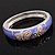 Lavender/Pink Enamel Hinged Butterfly Bangle In Rhodium Plated Metal - about 18cm Length - view 5