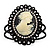 Large Diamante 'Classic Cameo' Hinged Bangle Bracelet In Black Metal - up to 18cm wrist - view 2