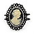 Large Diamante 'Classic Cameo' Hinged Bangle Bracelet In Black Metal - up to 18cm wrist - view 9
