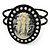 Large Simulated Pearl 'Cameo' Hinged Bangle Bracelet In Black Metal - up to 18cm wrist - view 7