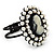 Large Simulated Pearl 'Classic Cameo' Hinged Bangle Bracelet In Black Metal - up to 18cm wrist - view 8