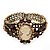Victorian Style Cameo Brown/Citrine Diamante Bangle Bracelet (Burn Gold Finish) - view 7