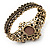Victorian Style Cameo Brown/Citrine Diamante Bangle Bracelet (Burn Gold Finish) - view 4