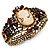 Victorian Style Cameo Brown/Citrine Diamante Bangle Bracelet (Burn Gold Finish) - view 2