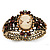 Victorian Style Cameo Brown/Citrine Diamante Bangle Bracelet (Burn Gold Finish) - view 9