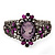 Victorian Style Cameo Purple Diamante Bangle Bracelet (Burn Silver) - view 11