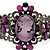 Victorian Style Cameo Purple Diamante Bangle Bracelet (Burn Silver) - view 2