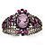 Victorian Style Cameo Purple Diamante Bangle Bracelet (Burn Silver) - view 10