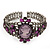 Victorian Style Cameo Purple Diamante Bangle Bracelet (Burn Silver) - view 5