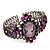 Victorian Style Cameo Purple Diamante Bangle Bracelet (Burn Silver) - view 3
