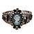 Victorian Style Cameo Black Diamante Bangle Bracelet (Gun Metal Finish)