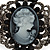 Victorian Style Cameo Black Diamante Bangle Bracelet (Gun Metal Finish) - view 2